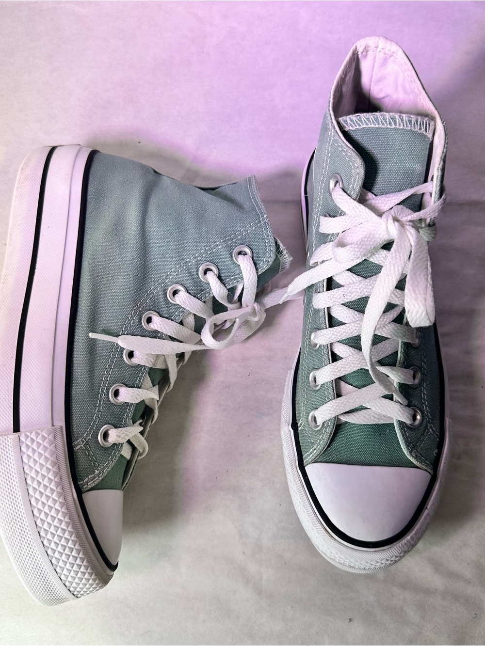 Converse High Top Sneakers Mint Green and White - Picture 4 of 10